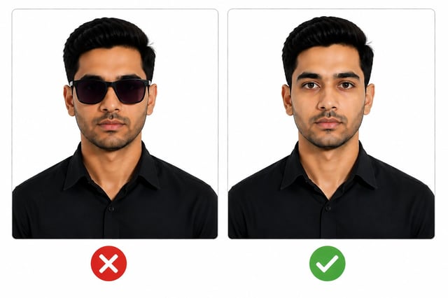 Photo of a man with incorrect and correct visual obstructions