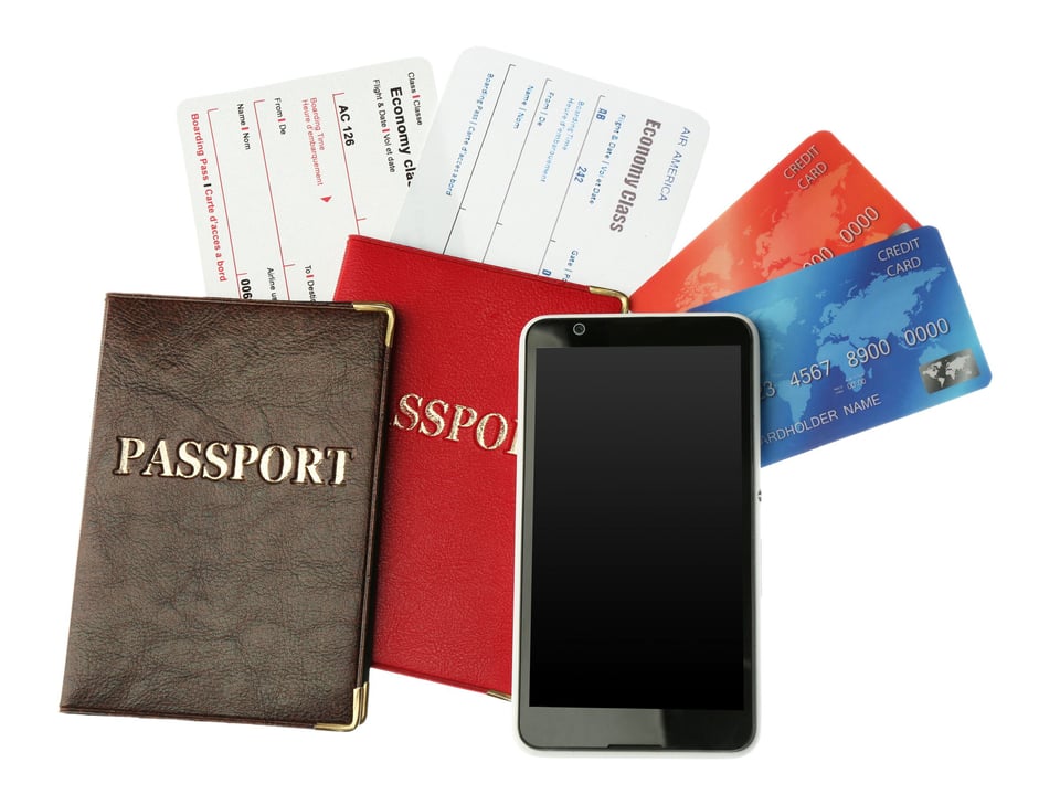 Passeports, cartes d'embarquement et cartes de crédit